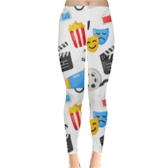 Cinema Icons Pattern Seamless Signs Symbols Collection Icon Leggings 