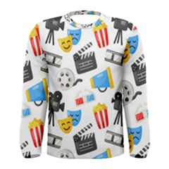 Cinema Icons Pattern Seamless Signs Symbols Collection Icon Men s Long Sleeve Tee