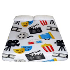 Cinema Icons Pattern Seamless Signs Symbols Collection Icon Fitted Sheet (California King Size)