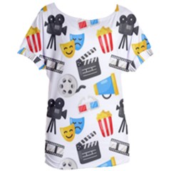 Cinema Icons Pattern Seamless Signs Symbols Collection Icon Women s Oversized Tee