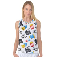 Cinema Icons Pattern Seamless Signs Symbols Collection Icon Women s Basketball Tank Top