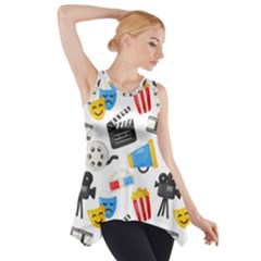 Cinema Icons Pattern Seamless Signs Symbols Collection Icon Side Drop Tank Tunic