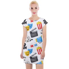 Cinema Icons Pattern Seamless Signs Symbols Collection Icon Cap Sleeve Bodycon Dress by Nexatart