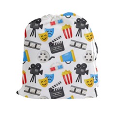 Cinema Icons Pattern Seamless Signs Symbols Collection Icon Drawstring Pouch (2XL)