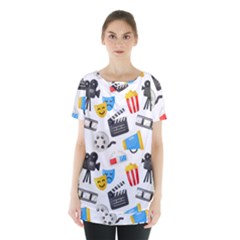 Cinema Icons Pattern Seamless Signs Symbols Collection Icon Skirt Hem Sports Top