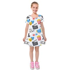 Cinema Icons Pattern Seamless Signs Symbols Collection Icon Kids  Short Sleeve Velvet Dress