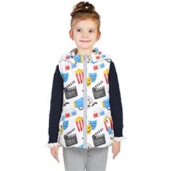 Cinema Icons Pattern Seamless Signs Symbols Collection Icon Kids  Hooded Puffer Vest