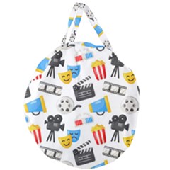 Cinema Icons Pattern Seamless Signs Symbols Collection Icon Giant Round Zipper Tote by Nexatart