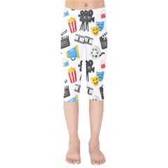 Cinema Icons Pattern Seamless Signs Symbols Collection Icon Kids  Capri Leggings 