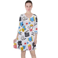 Cinema Icons Pattern Seamless Signs Symbols Collection Icon Ruffle Dress