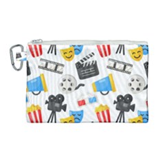 Cinema Icons Pattern Seamless Signs Symbols Collection Icon Canvas Cosmetic Bag (Large)