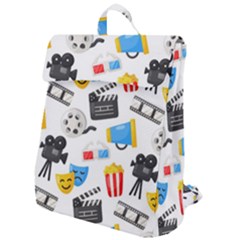 Cinema Icons Pattern Seamless Signs Symbols Collection Icon Flap Top Backpack by Nexatart