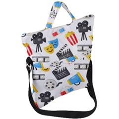 Cinema Icons Pattern Seamless Signs Symbols Collection Icon Fold Over Handle Tote Bag