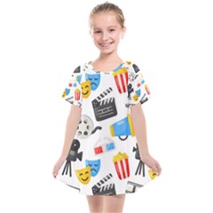 Cinema Icons Pattern Seamless Signs Symbols Collection Icon Kids  Smock Dress