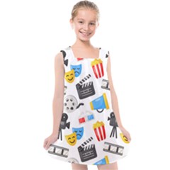 Cinema Icons Pattern Seamless Signs Symbols Collection Icon Kids  Cross Back Dress