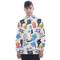 Cinema Icons Pattern Seamless Signs Symbols Collection Icon Men s Front Pocket Pullover Windbreaker