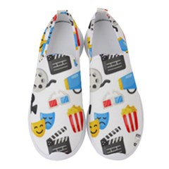 Cinema Icons Pattern Seamless Signs Symbols Collection Icon Women s Slip On Sneakers