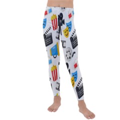 Cinema Icons Pattern Seamless Signs Symbols Collection Icon Kids  Lightweight Velour Leggings