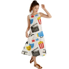 Cinema Icons Pattern Seamless Signs Symbols Collection Icon Summer Maxi Dress