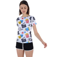 Cinema Icons Pattern Seamless Signs Symbols Collection Icon Back Circle Cutout Sports Tee