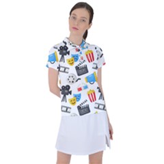 Cinema Icons Pattern Seamless Signs Symbols Collection Icon Women s Polo Tee