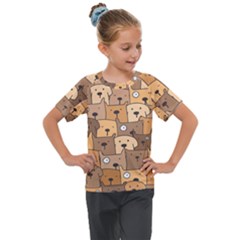 Cute Dog Seamless Pattern Background Kids  Mesh Piece Tee