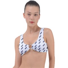 Japan Cherry Blossoms On White Ring Detail Bikini Top