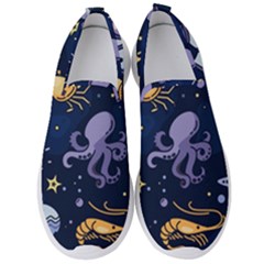 Marine Seamless Pattern Thin Line Memphis Style Men s Slip On Sneakers