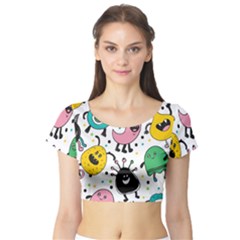 Funny Monster Pattern Short Sleeve Crop Top