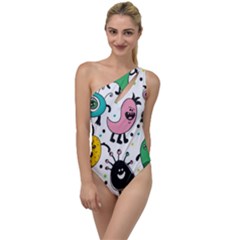 Funny Monster Pattern To One Side Swimsuit