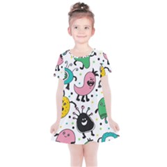 Funny Monster Pattern Kids  Simple Cotton Dress by Nexatart