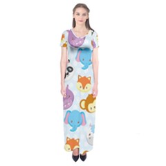 Animal Faces Collection Short Sleeve Maxi Dress