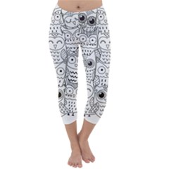 Circle Shape Pattern With Cute Owls Coloring Book Capri Winter Leggings 