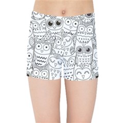 Circle Shape Pattern With Cute Owls Coloring Book Kids  Sports Shorts by Nexatart