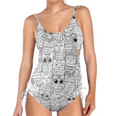 Circle Shape Pattern With Cute Owls Coloring Book Tankini Set by Nexatart