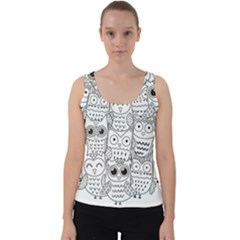 Circle Shape Pattern With Cute Owls Coloring Book Velvet Tank Top