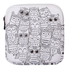 Circle Shape Pattern With Cute Owls Coloring Book Mini Square Pouch by Nexatart