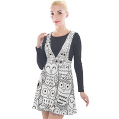 Circle Shape Pattern With Cute Owls Coloring Book Plunge Pinafore Velour Dress