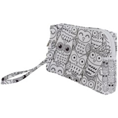 Circle Shape Pattern With Cute Owls Coloring Book Wristlet Pouch Bag (small) by Nexatart