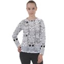 Circle Shape Pattern With Cute Owls Coloring Book Women s Long Sleeve Raglan Tee View1