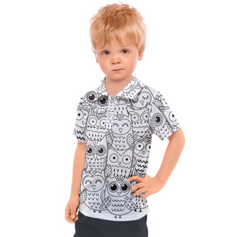 Circle Shape Pattern With Cute Owls Coloring Book Kids  Polo Tee by Nexatart