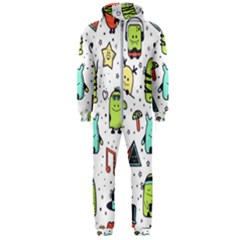 Seamless Pattern With Funny Monsters Cartoon Hand Drawn Characters Colorful Unusual Creatures Hooded Jumpsuit (men)  by Nexatart