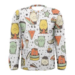 Funny Seamless Pattern With Cartoon Monsters Personage Colorful Hand Drawn Characters Unusual Creatu Men s Long Sleeve Tee by Nexatart
