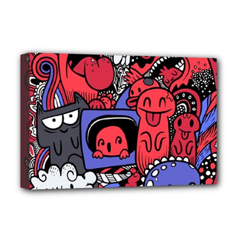 Abstract Grunge Urban Pattern With Monster Character Super Drawing Graffiti Style Vector Illustratio Deluxe Canvas 18  X 12  (stretched) by Nexatart