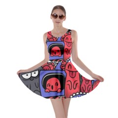 Abstract Grunge Urban Pattern With Monster Character Super Drawing Graffiti Style Vector Illustratio Skater Dress