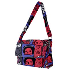 Abstract Grunge Urban Pattern With Monster Character Super Drawing Graffiti Style Vector Illustratio Full Print Messenger Bag (s)