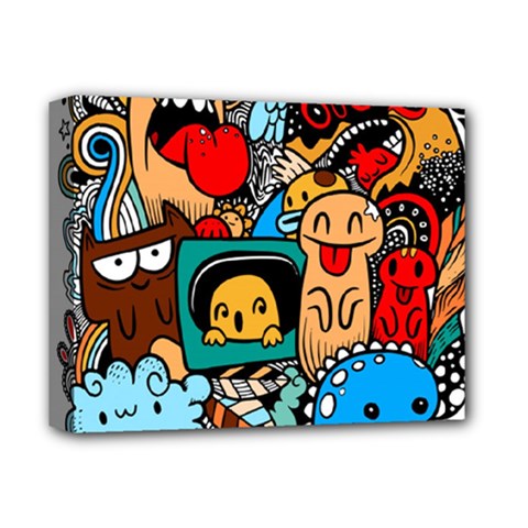 Abstract Grunge Urban Pattern With Monster Character Super Drawing Graffiti Style Deluxe Canvas 14  X 11  (stretched) by Nexatart