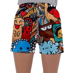 Abstract Grunge Urban Pattern With Monster Character Super Drawing Graffiti Style Sleepwear Shorts by Nexatart