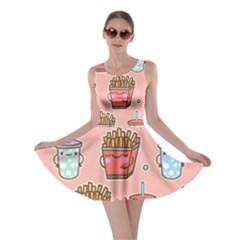 Cute Kawaii Food Seamless Pattern Skater Dress