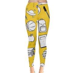 Pattern With Basketball Apple Paint Back School Illustration Leggings  by Nexatart